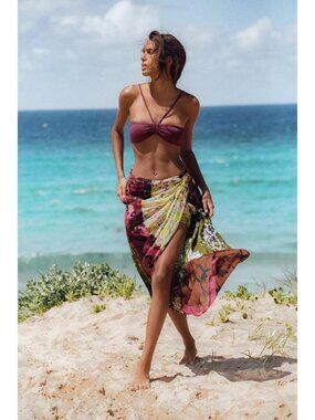 ZARA DRAPED PRINTED PAREO SKIRT